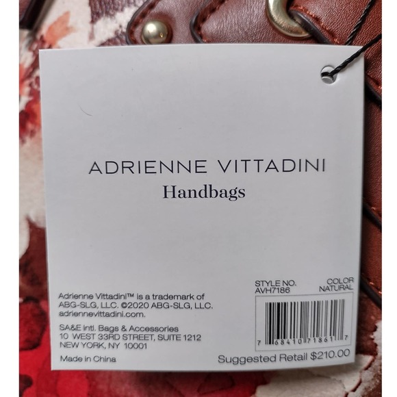 Adrienne Vittadini Brown Botanical Gardens Lock Tote Large Handbag - Picture 10 of 12